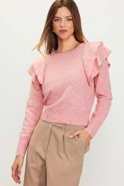 SKIES ARE BLUE Pointelle-Knit Ruffle Sleeve Sweater* Sweaters