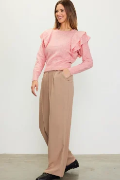 SKIES ARE BLUE Pointelle-Knit Ruffle Sleeve Sweater* Sweaters