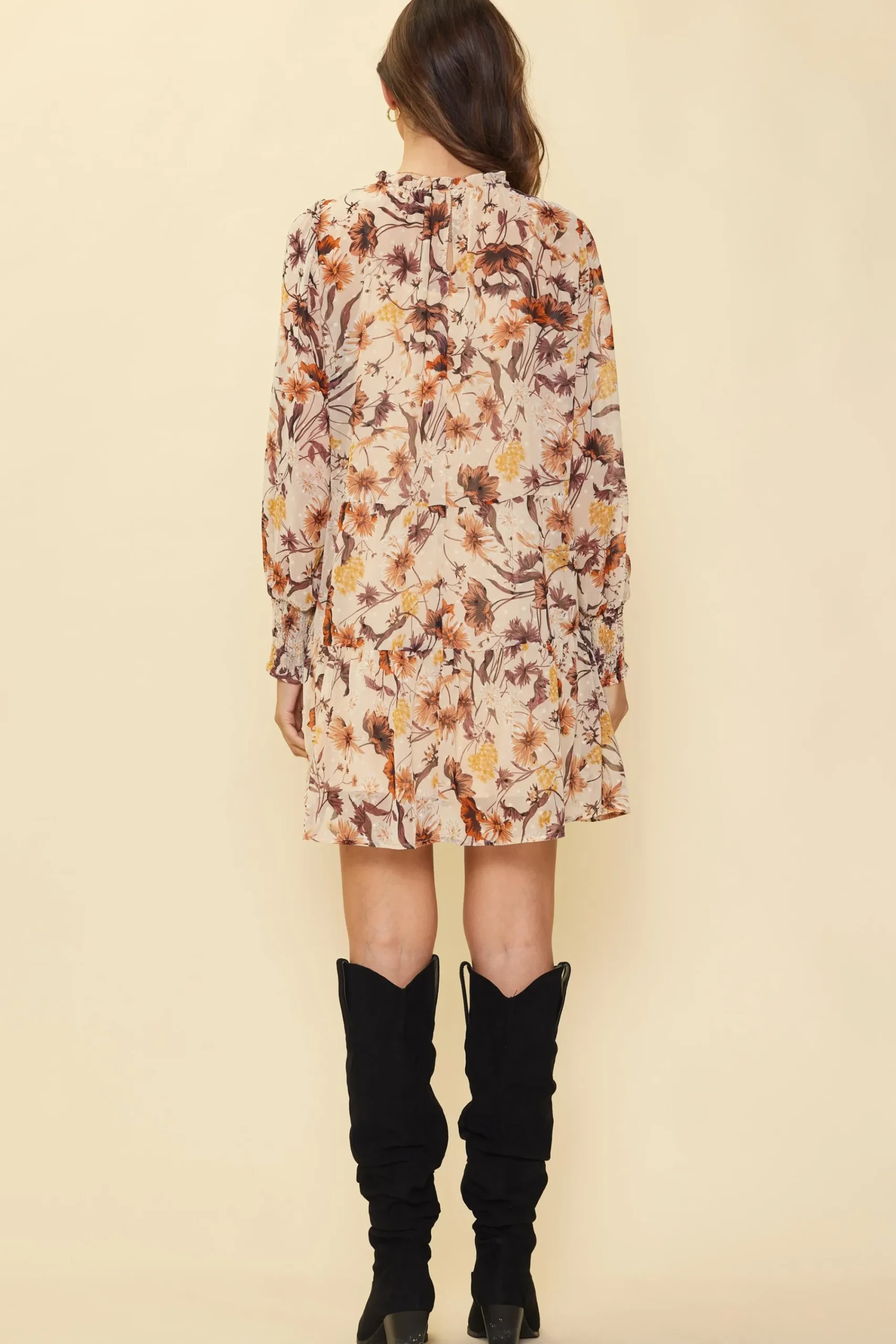 SKIES ARE BLUE Poppy Motif Mock Neck Dress* Mini Dresses