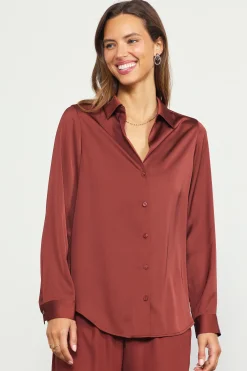 SKIES ARE BLUE Recycled Button Down Top* Blouses|Long Sleeve Tops