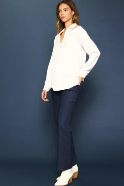 SKIES ARE BLUE Recycled Button Down Top* Blouses