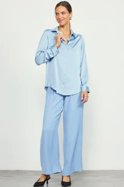 SKIES ARE BLUE Recycled Button Down Top* Blouses|Long Sleeve Tops