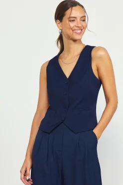 SKIES ARE BLUE Recycled Button Down Vest* Sleeveless Tops