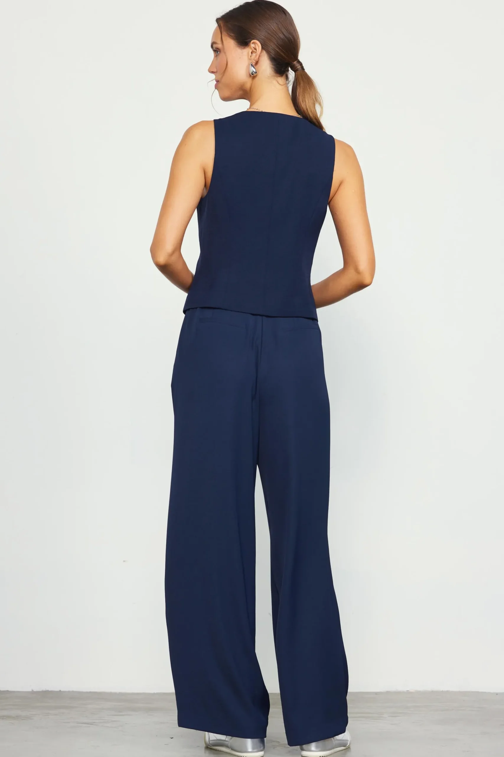 SKIES ARE BLUE Recycled Button Down Vest* Sleeveless Tops