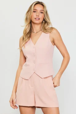 SKIES ARE BLUE Recycled Button Down Vest* Sleeveless Tops