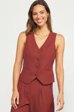 SKIES ARE BLUE Recycled Button Down Vest* Sleeveless Tops