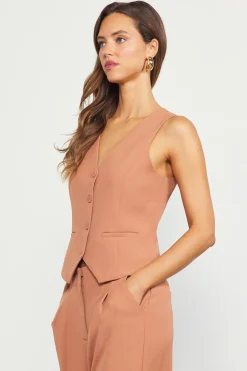 SKIES ARE BLUE Recycled Button Down Vest* Sleeveless Tops