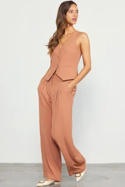 SKIES ARE BLUE Recycled Button Down Vest* Sleeveless Tops