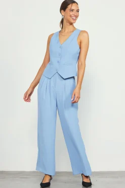 SKIES ARE BLUE Recycled Button Down Vest* Sleeveless Tops