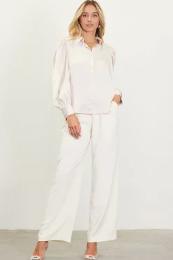 SKIES ARE BLUE Recycled Button-Up Blouse* Blouses|Long Sleeve Tops