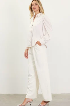 SKIES ARE BLUE Recycled Button-Up Blouse* Blouses|Long Sleeve Tops