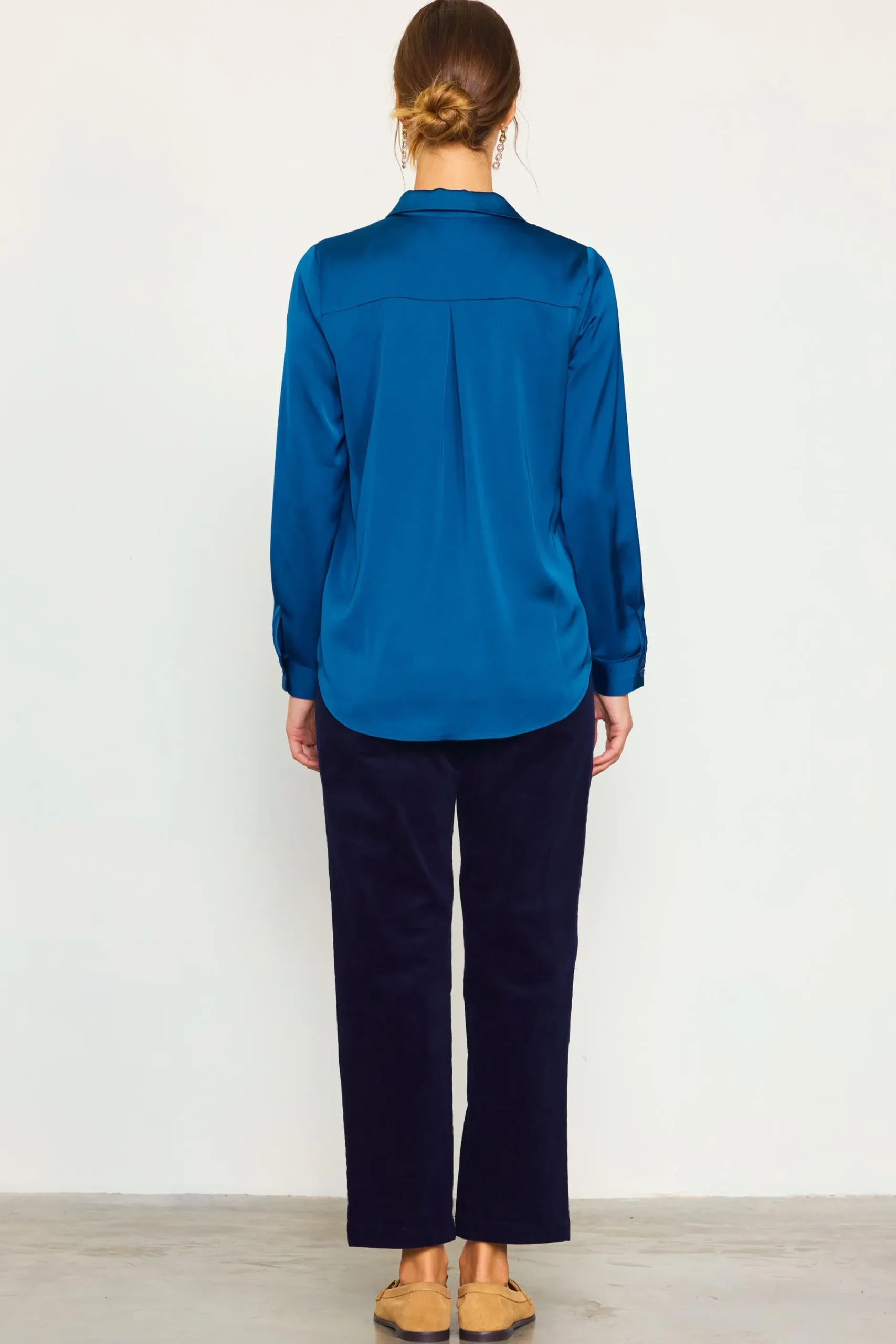 SKIES ARE BLUE Recycled Classic Button Down Top* Blouses|Long Sleeve Tops