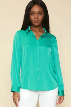 SKIES ARE BLUE Recycled Classic Button Down Top* Blouses|Long Sleeve Tops