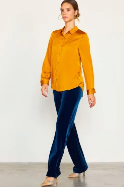 SKIES ARE BLUE Recycled Classic Button Down Top* Long Sleeve Tops