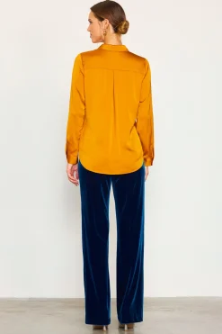 SKIES ARE BLUE Recycled Classic Button Down Top* Long Sleeve Tops