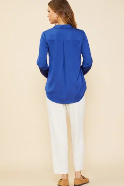 SKIES ARE BLUE Recycled Classic Button Down Top* Blouses|Long Sleeve Tops