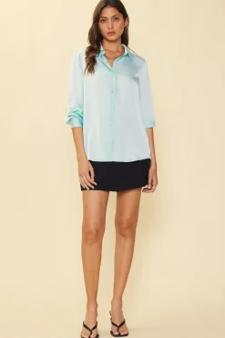 SKIES ARE BLUE Recycled Classic Button Down Top* Blouses