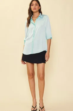 SKIES ARE BLUE Recycled Classic Button Down Top* Blouses