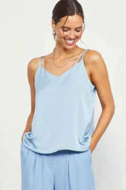 SKIES ARE BLUE Recycled Double Strap Cami* Sleeveless Tops