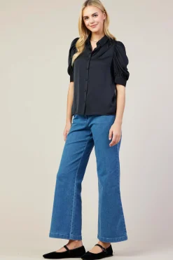 SKIES ARE BLUE Recycled Shirred Sleeve Blouse* Blouses|Short Sleeve Tops