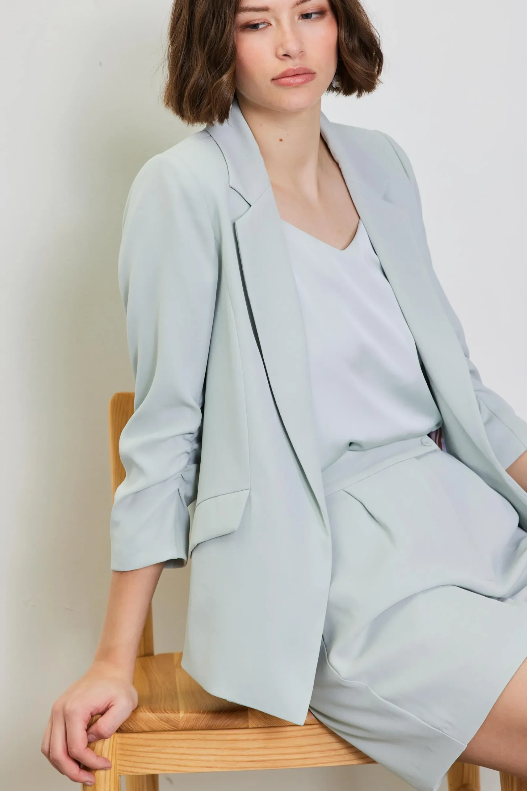 SKIES ARE BLUE Recycled Shirred Sleeve Blazer* Blazers