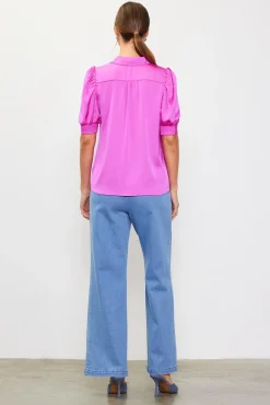 SKIES ARE BLUE Recycled Shirred Sleeve Blouse* Blouses|Short Sleeve Tops