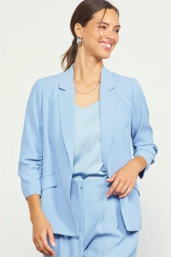 SKIES ARE BLUE Recycled Shirred Sleeve Blazer* Blazers