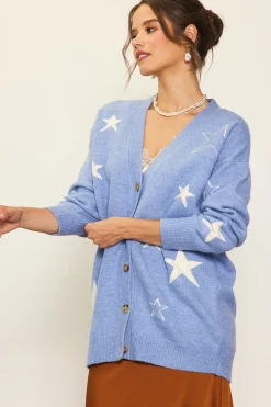 SKIES ARE BLUE Recycled Star Motif Sweater Cardigan* Outerwear|Sweaters