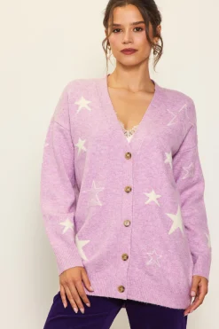 SKIES ARE BLUE Recycled Star Motif Sweater Cardigan* Outerwear|Sweaters