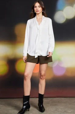 SKIES ARE BLUE Recycled Tie Detail Blouse* Blouses|Long Sleeve Tops