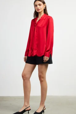 SKIES ARE BLUE Recycled Tie Detail Blouse* Blouses|Long Sleeve Tops