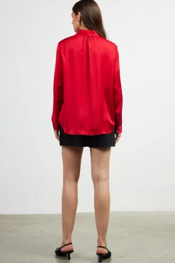 SKIES ARE BLUE Recycled Tie Detail Blouse* Blouses|Long Sleeve Tops