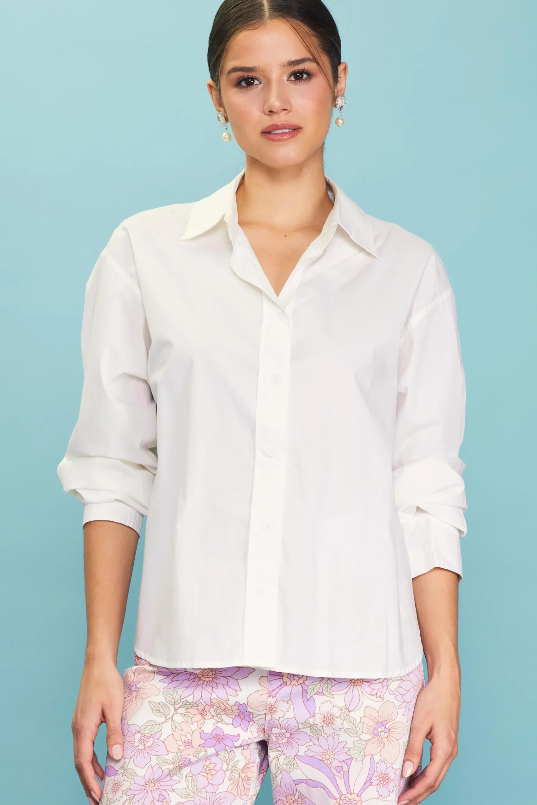 SKIES ARE BLUE Relaxed Fit Poplin Longsleeve Shirt* Long Sleeve Tops