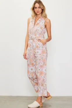 SKIES ARE BLUE Retro Floral Belted Zip Jumpsuit* Jumpsuits