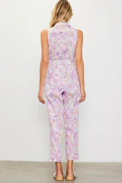 SKIES ARE BLUE Retro Floral Belted Zip Jumpsuit* Jumpsuits