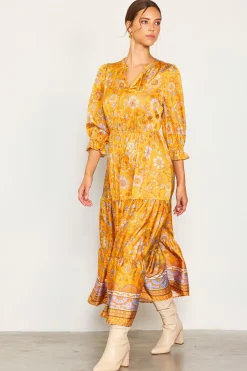 SKIES ARE BLUE Retro Floral Motif Maxi Dress* Maxi Dresses