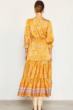 SKIES ARE BLUE Retro Floral Motif Maxi Dress* Maxi Dresses