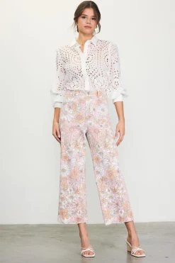 SKIES ARE BLUE Retro Floral Wide Leg Pants* Pants