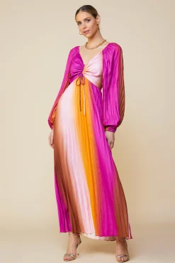 SKIES ARE BLUE Retro Gradation Pleated Maxi Dress* Maxi Dresses