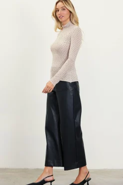 SKIES ARE BLUE Rhinestone Mesh Mock Neck Top* Long Sleeve Tops