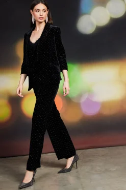 SKIES ARE BLUE Rhinestone Ruched Velvet Blazer* Blazers