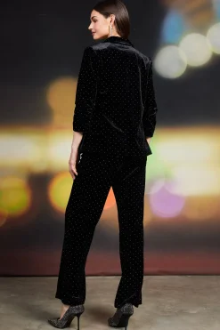 SKIES ARE BLUE Rhinestone Ruched Velvet Blazer* Blazers