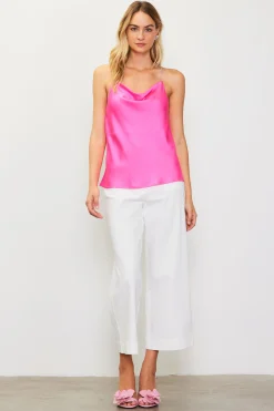 SKIES ARE BLUE Rhinestone Straps Cowl Halter Cami* Sleeveless Tops