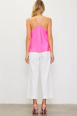 SKIES ARE BLUE Rhinestone Straps Cowl Halter Cami* Sleeveless Tops