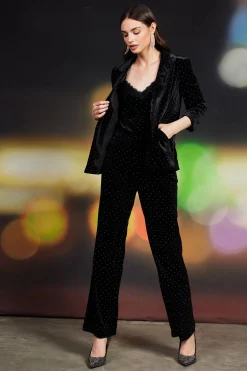 SKIES ARE BLUE Rhinestone Velvet Cami* Sleeveless Tops