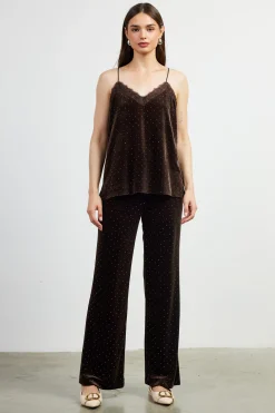 SKIES ARE BLUE Rhinestone Velvet Cami* Sleeveless Tops