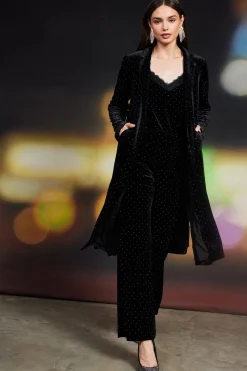 SKIES ARE BLUE Rhinestone Velvet Flared Pants* Pants