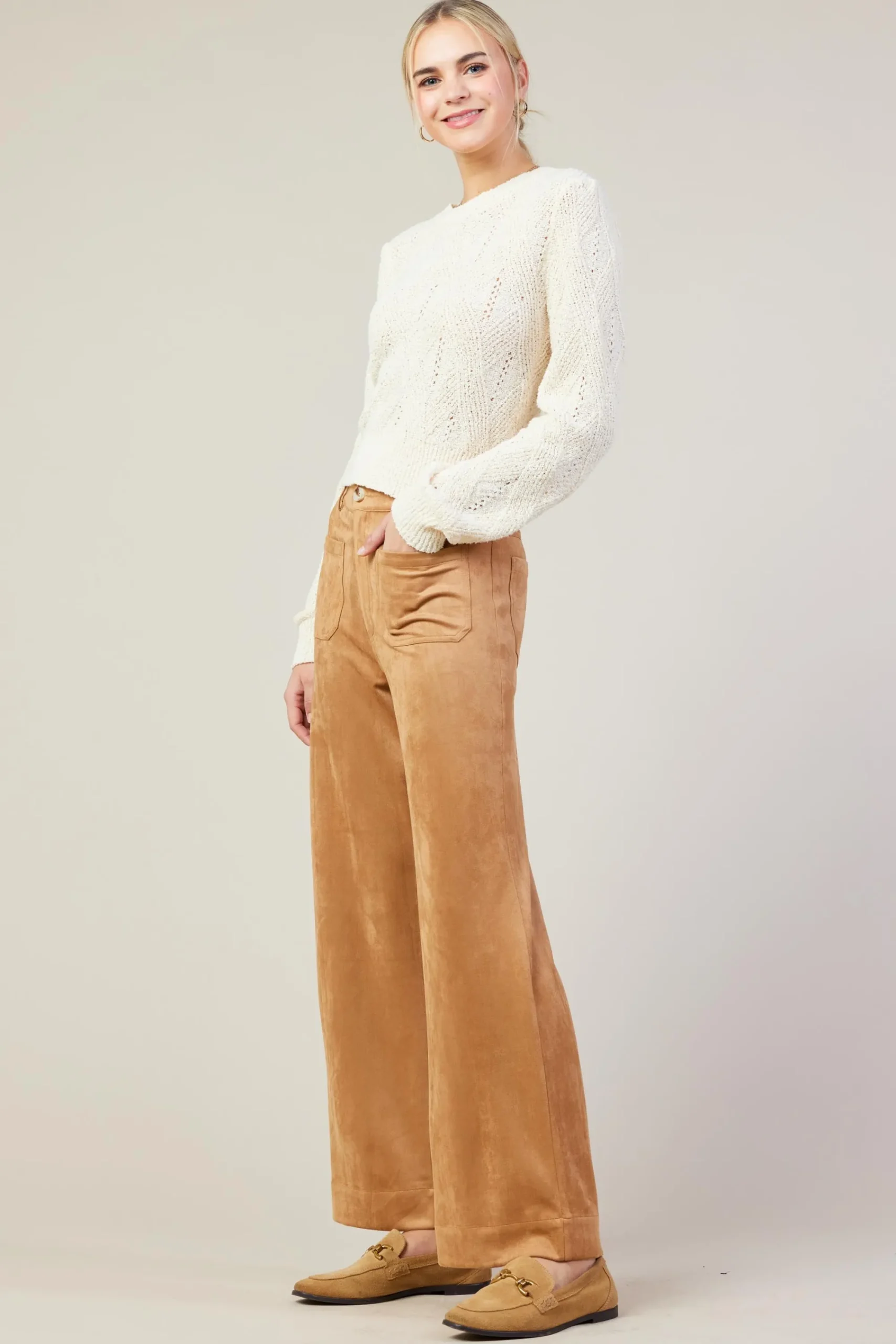 SKIES ARE BLUE Rhomboid Pattern Crew Neck Sweater* Sweaters