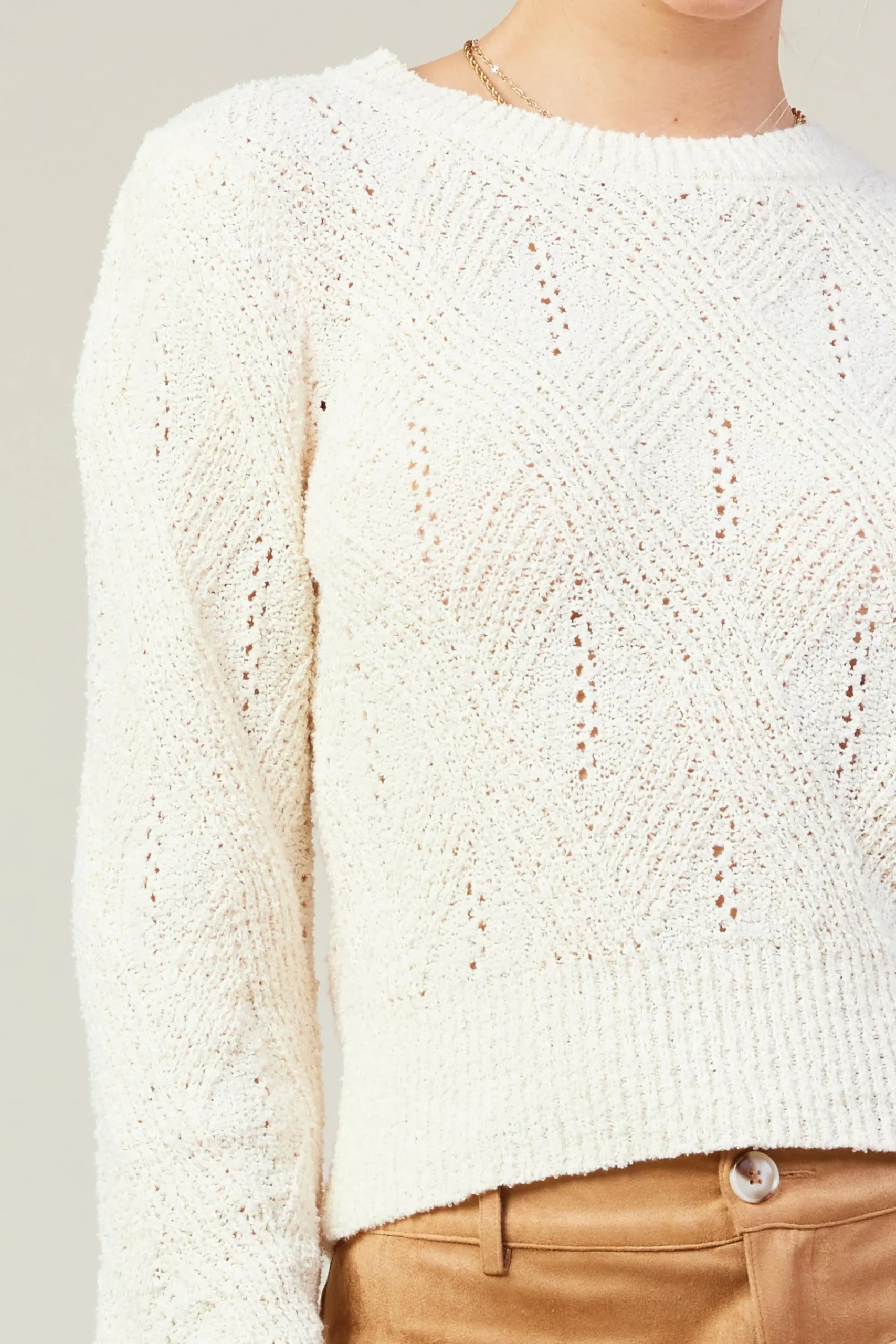 SKIES ARE BLUE Rhomboid Pattern Crew Neck Sweater* Sweaters