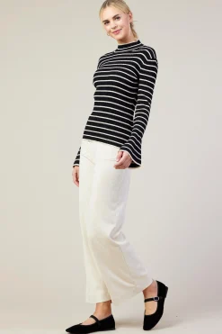 SKIES ARE BLUE Ribbed Flared Longsleeve Top* Long Sleeve Tops